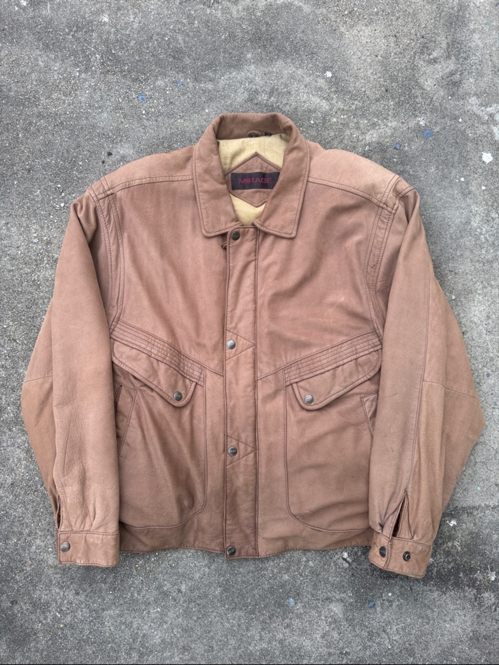 Vintage Mirage Men's Brown Leather Work Jacket